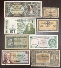EUROPE BANKNOTE COLLECTION. SOME ALMOST UNC. 8 Banknotes