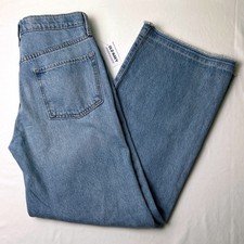 Old Navy Kids Baggy Wide Leg Jean Light Wash 16 High Rise Distressed Raw Hem NEW