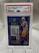 JUSTIN HERBERT 2020 CONTENDERS OPTIC ROOKIE TICKET BLUE RC /99 PSA 10 Q3589