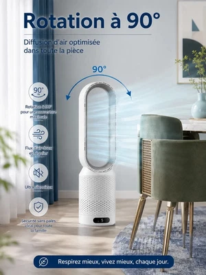 Ventilateur Tour Sans Pales Silencieux Purificateur Air Télécommande 20" - Photo 1/4