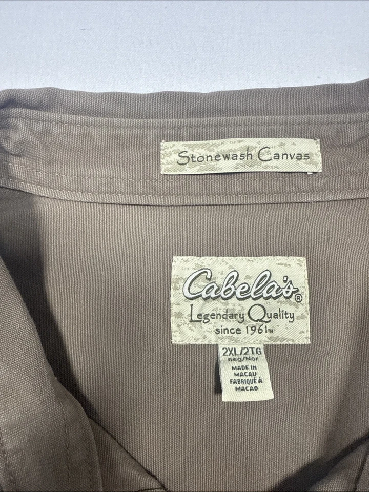 Camisa Cazadora Cabela's 2XL Lona Lavada a Piedra LS Beige Marrón con Bolsillos Foto 4 de 4