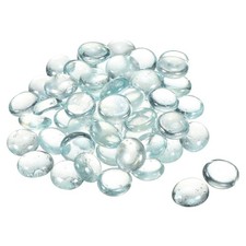 Decorative Flat Glass Marbles 17-19mm Rock Vase Filler Clear, 50 Pcs