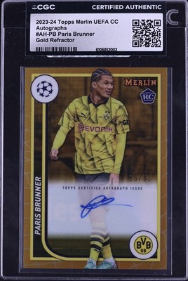 Paris Brunner RC Auto   2023-24 Topps Merlin UCC Gold Refractor #d /50