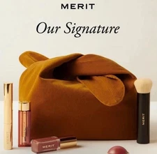 Merit Cosmetic Bag Brown Corduroy Makeup Carrying Case