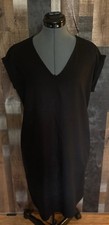 Old Navy Linen Blend Black Dress XS Pockets Faux Button Back Minimalist