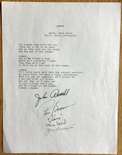 Lawman Lyrics signed John Russell,Peter Brown,Mack David,Jerry Livingstone rare