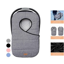 Gray Carseat Cover for Babies: Thick Fleece Canopy for Cold Weather Protection