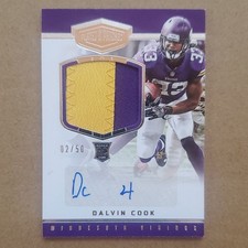 Panini Plates & Patches 2017 Dalvin Cook Rookie Patch Auto /50 #222 Vikings NFL