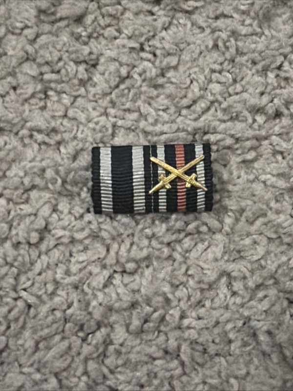 WW1 Imperial German Ribbon Bar Iron Cross / Hindenburg With Swords Original