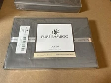 PURE BAMBOO Queen Pillow Sham Set (2) 300 Thread Count NIP