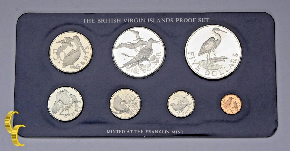 1980 British Virgin Islands Proof Sets, Rare, All Original 7 coins w/ Case - Image 2 of 4