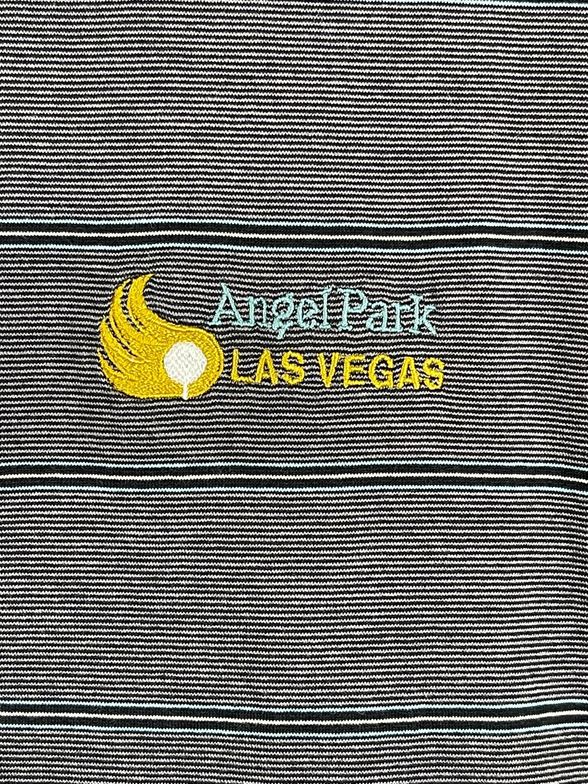 Cutter & Buck polo shirt adult large gray striped Angel Park Las Vegas logo