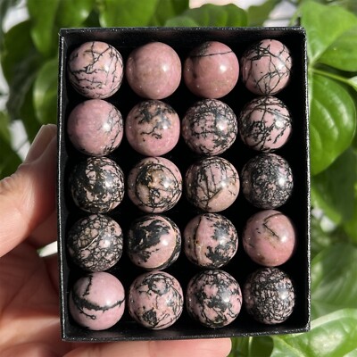 20x Wholesale Natural rhodonite sphere quartz crystal carved ball gem 15mm+ box