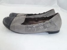 AGL ATTILIO GUISTI LEOMBRUNI 37.5 USED PLAID LEATHER/CAP TOE BALLET FLATS