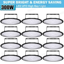12 Pack 300W UFO Led High Bay Light Factory Warehouse Commercial Light Fixtures