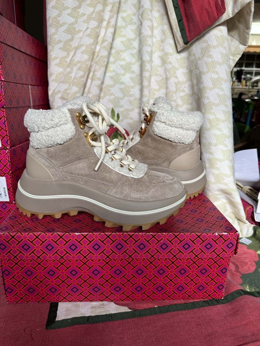 送料&関税込み★Tory Burch★SUEDE ADVENTURE HIKING BOOT Tory Burch Adventure Lace-Up Hiker Suede/Shearling Ankle