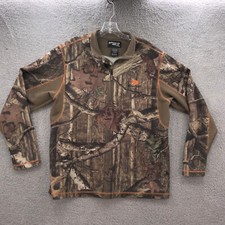 Mossy Oak Break-Up Infinity Mens Green Camo Outdoors Half Zip Jacket Shirt Large