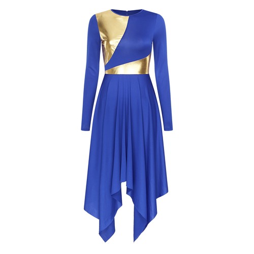 Women Liturgical Praise Dance Dress Metallic Color Block Worship Tunic AU - Picture 14 of 50