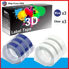(3Blue+3Clear) LabelTape Fit For Dymo 15447 Dymo 814580 Label Makers