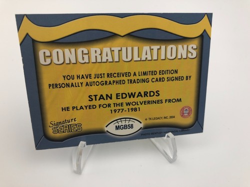 TK Legacy STAN EDWARDS AUTO Signed M GO BLUE MGB58 Card MICHIGAN WOLVERINES - Picture 7 of 10