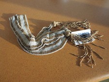 NEW Beaded Belt, Necklace, Silver / Bronze Beads with Beaded Fringe 1.25" x 68"