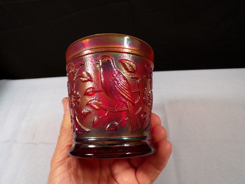 Imperial Robin Red Carnival Glass Mug INV3 - Picture 5 of 8