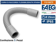 5PZ RACCORDO CURVA FLESSIBILE DI GIUNZIONE TENUTA STAGNA IP65 TUBO TUBO Ø 25MM