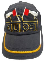 Dubai Navy Hat Cap w 2 Black Green White  Flags and Gold on Bill Strap Buckle