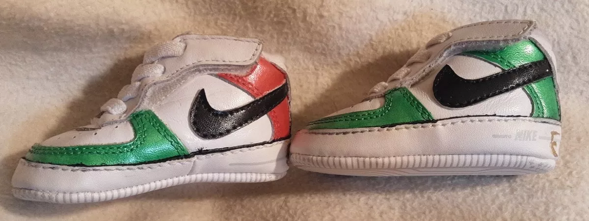 Nike Air Force 1C White W Custom Color Crib Shoe Infant Toddler 325337 111