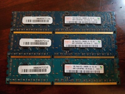 3GB (3 x 1GB) PC3-10600R Registered DDR3 RAM sticks SK Hynix
