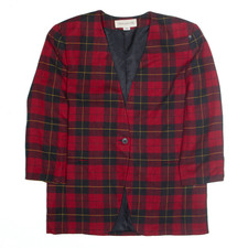 Vintage Jones New York Womens Blazer Jacket Red 90s Check M