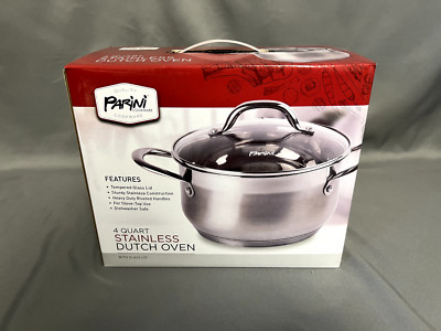 Brand New Parini Quart Stainless Dutch Oven With Tempered Glass Lid