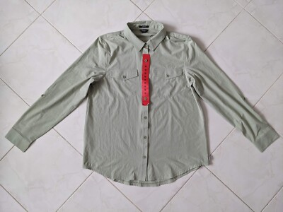 Eddie Bauer Women's Light Green Button-Up Shirt Medium Classic Fit Outdoor Core