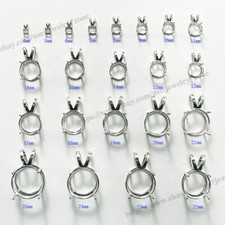 Sterling Silver Pre-Notched Earring/Pendant Setting 4mm to 25mm Round Dangle Set