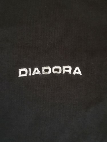 Diadora T Shirt Size L Black Vintage 90’s Embroidered Logo V Neck Sports Casual - Picture 3 of 4