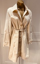 East Uk 12 Vintage Cream Summer Mid Length Overcoat. Button Up Belted & Pockets