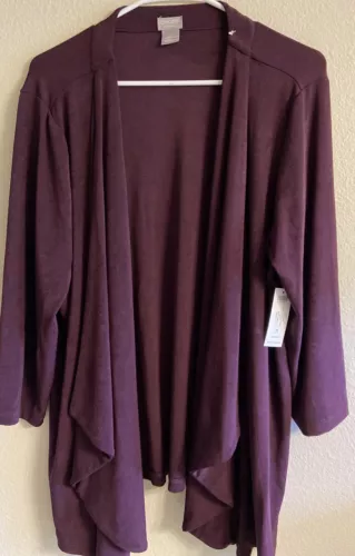 CHICO'S TRAVELERS COLLECTION ACETATE JACKET Cardi ) NWT  Sweet Shiraz Size 3