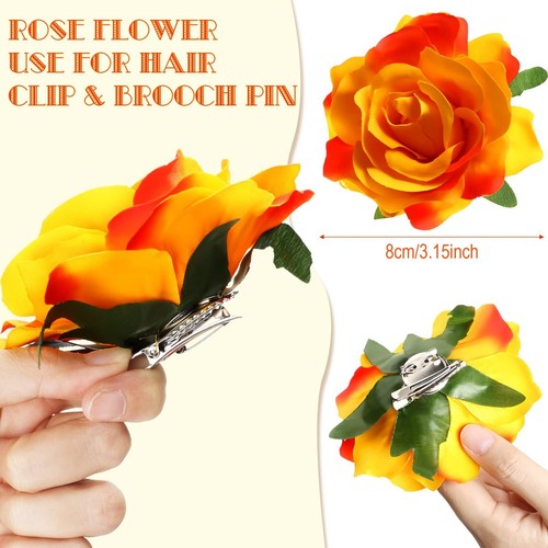 Outus 15 Pieces Rose Flower Hair Accessories - Mexican Floral Hairpins, Brooc... - Picture 2 of 7