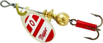Mepps B0 S/RW Aglia In-Line Spinner 1/12 oz, Plain Treble Hook Silver/Red/White