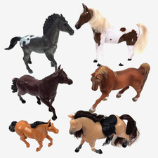 Mixed Lot of 6 Vtg Hard Plastic Horses Toys Models Stallion Mare Schleich Popak