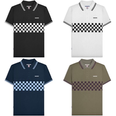  Lambretta zweifarbiges kurzärmeliges kariertes Poloshirt für Herren zweifarbig - schwarz