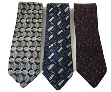 Geoffrey Beene Lot of 100% Silk Men's Ties 3 Pre-owned Made in USA Italy Fabric