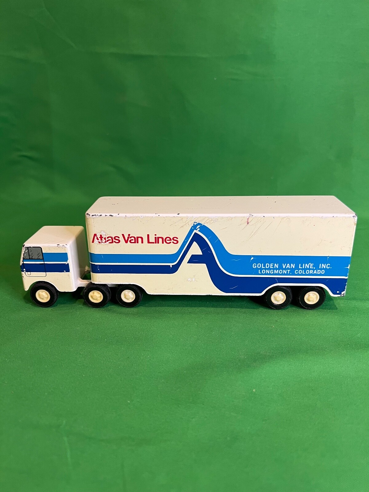 VINTAGE Metal Toy Truck by MAR TAR Atlas Van Lines, Golden Van