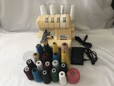 White Superlock 2000 Ats Sewing Machine Manual Foot Pedal Plus 23 Asst Thread Ebay
