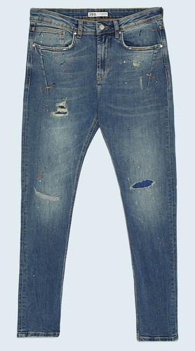 ZARA Men's 'Ripped Paint Splatter 