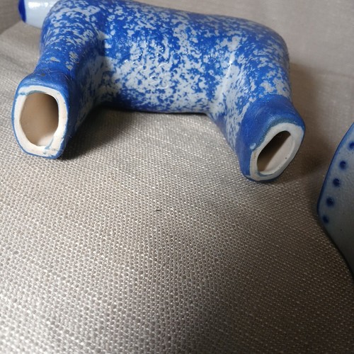 Vintage Eldreth Pottery Santa Sleigh Horse Complete Salt Glaze Cobalt Blue Rare - Picture 15 of 19
