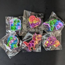 Pop it Bubble Fidget Toy Dinosaur Push Circles Kids Keychain Stress Relief  6 