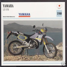 1988 Yamaha 125cc DTR DT 125R Japan Dirt Bike Motorcycle Photo Spec Info Card