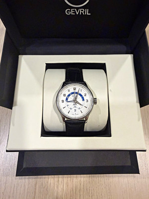 Gevril GV2 Giromondo Quartz GMT Date 42mm Steel Watch READ DESCRIPTION