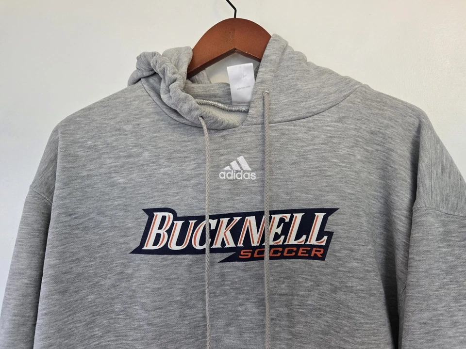 Sudadera con Capucha Bucknell University Para Hombre L Adidas Gris Fútbol Bisonte Pullover Colegial Foto 2 de 4